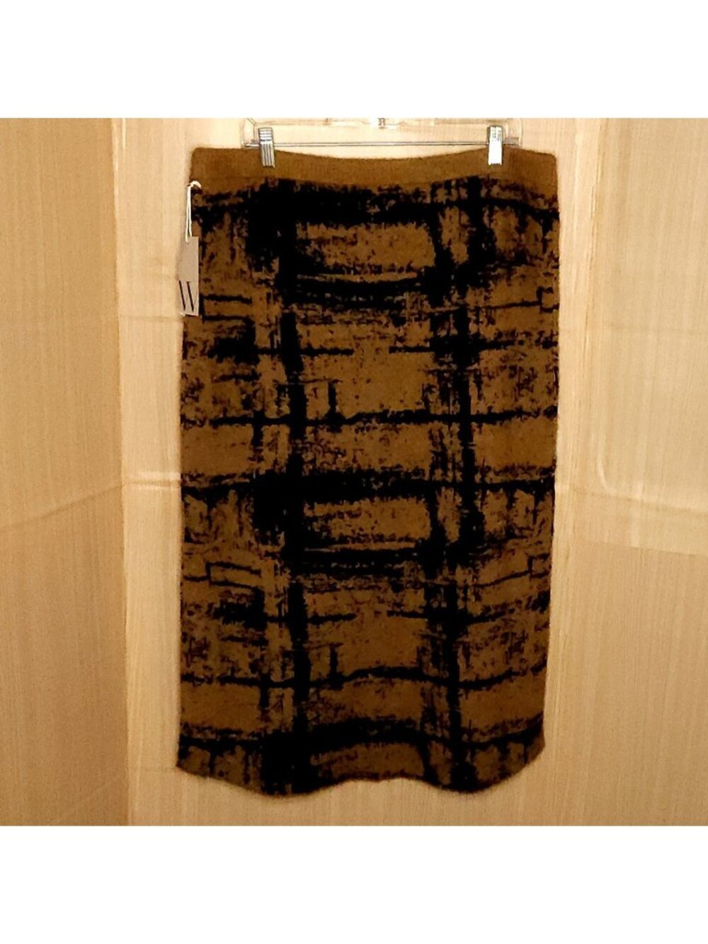 Worthington Womens Plus New Brown Black Abstract Sweater Knit Maxi Skirt 0X